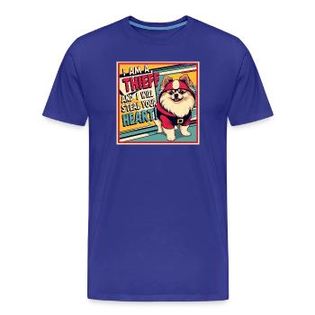Chien de Poméranie « Je suis un voleur » - T-shirt bio Premium Homme - bleu roi - Devant - Damien (186cm)