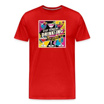 Retro Cocktails with Humorous Text - Men's Premium Organic T-Shirt - red - Front - Damien (186cm)