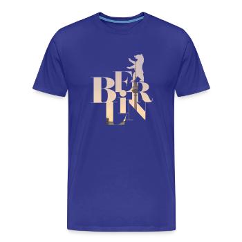 Berlin Elegante Schrift mit Skyline + Berliner Bär - Männer Premium Bio T-Shirt - Königsblau - Vorne - Damien (186cm)