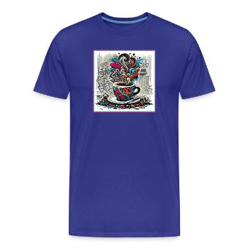 Espresso Graffiti - Men's Premium Organic T-Shirt - royal blue - Front - Damien (186cm)