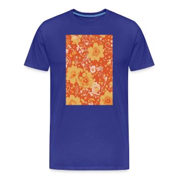 Motif floral rétro Century Blossom - T-shirt bio Premium Homme - bleu roi - Devant - Damien (186cm)