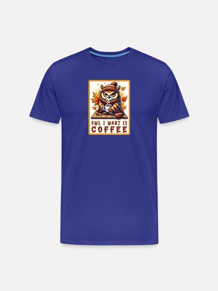 Owls Coffee Desgin - Men's Premium Organic T-Shirt - royal blue
