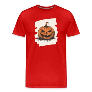 Halloween Kürbis - Männer Premium Bio T-Shirt - Rot - Vorne - Damien (186cm)