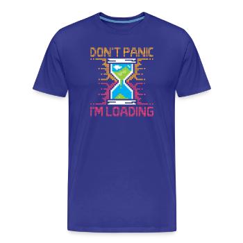 Don't Panic – Pixel Loading Sanduhr - Männer Premium Bio T-Shirt - Königsblau - Vorne - Damien (186cm)