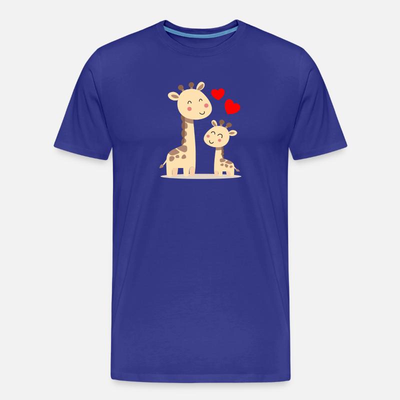 Baby Giraffe mit Mami Giraffe - Männer Premium Bio T-Shirt - Königsblau