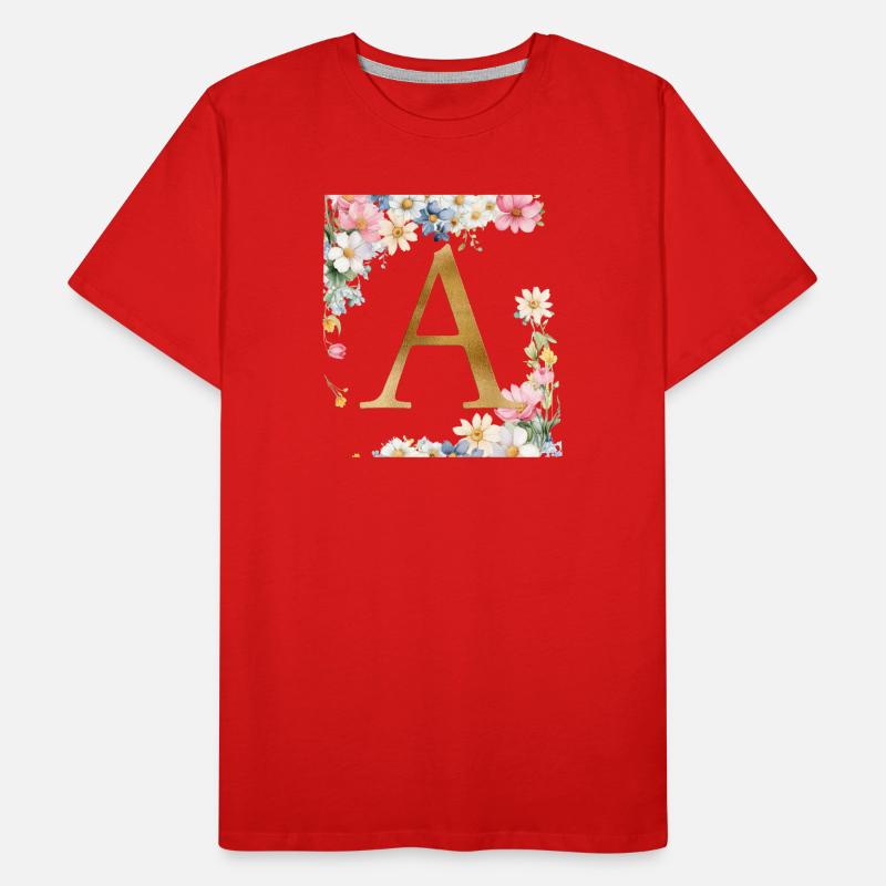 A Monogram, Floral, Personalizable Men's Premium Organic T-Shirt