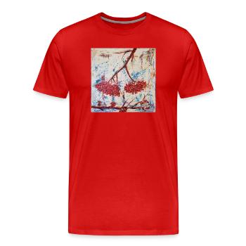 Abstrakte Vogelbeere in Rot - Männer Premium Bio T-Shirt - Rot - Vorne - Damien (186cm)