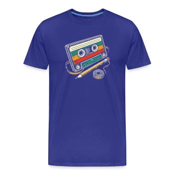Vintage-Kassette - Männer Premium Bio T-Shirt - Königsblau - Vorne - Damien (186cm)