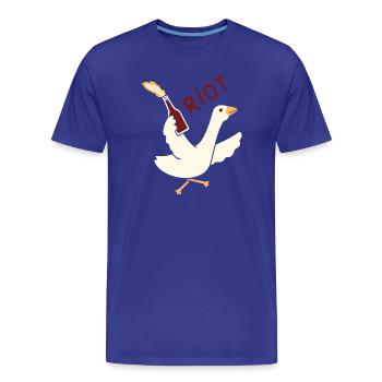 Rioting Goose T-Shirt – Fun & Quirky Graphic - Men's Premium Organic T-Shirt - royal blue - Front - Damien (186cm)