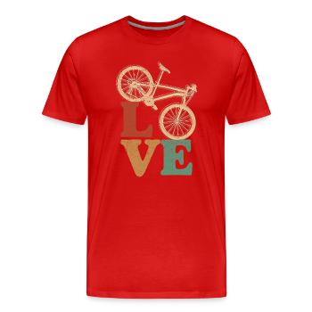 Bike Love Vintage Letters - Men's Premium Organic T-Shirt - red - Front - Damien (186cm)