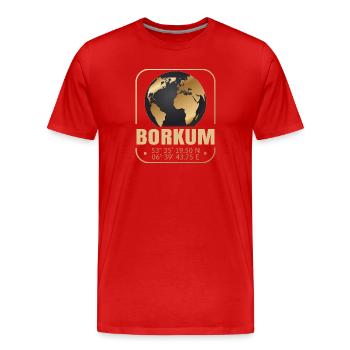 Borkum - Männer Premium Bio T-Shirt - Rot - Vorne - Damien (186cm)