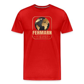 Fehmarn - Männer Premium Bio T-Shirt - Rot - Vorne - Damien (186cm)