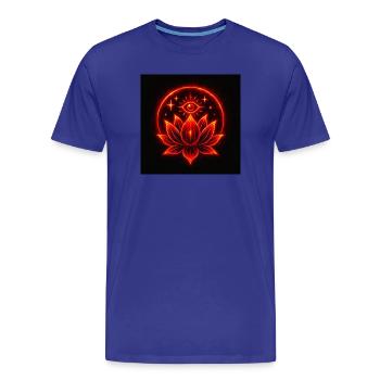 Floraison Cosmique – Oeil de Mandala de Lotus Spirituel - T-shirt bio Premium Homme - bleu roi - Devant - Damien (186cm)