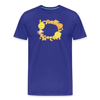Cadre Gingembre-Citron-Miel – Motif Feel-Good - T-shirt bio Premium Homme - bleu roi - Devant - Damien (186cm)