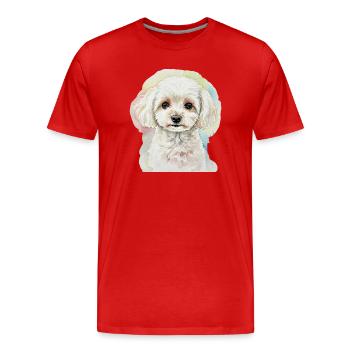 Watercolor Style Dog Portrait - Men's Premium Organic T-Shirt - red - Front - Damien (186cm)
