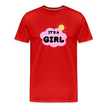 Es Ist Ein Mädchen, Baby Schwangerschaft Offenbarung Rosa Wolke - Männer Premium Bio T-Shirt - Rot - Vorne - Damien (186cm)