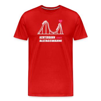 Des montagnes russes au lieu de la folie quotidienne - T-shirt bio Premium Homme - rouge - Devant - Damien (186cm)