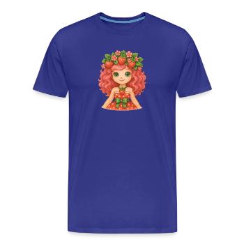 Le pouvoir de la fille aux fraises ! 🍓 - T-shirt bio Premium Homme - bleu roi - Devant - Damien (186cm)