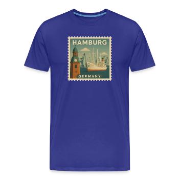 Hamburg Hafen Briefmarke - Männer Premium Bio T-Shirt - Königsblau - Vorne - Damien (186cm)