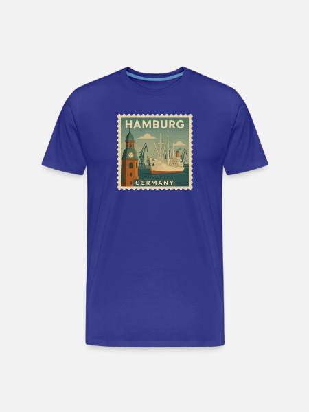 Hamburg Port Stamp - Men's Premium Organic T-Shirt - royal blue