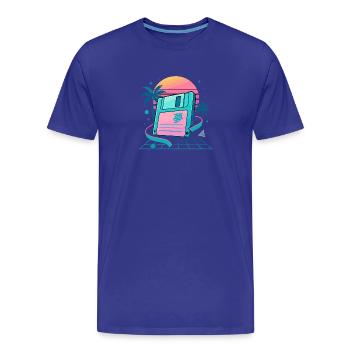 Retro Floppy Dream - Men's Premium Organic T-Shirt - royal blue - Front - Damien (186cm)
