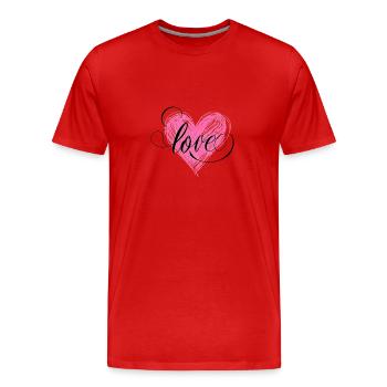 Liebe - Männer Premium Bio T-Shirt - Rot - Vorne - Damien (186cm)