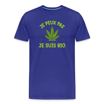 Bio Canna T-Shirt mit Botschaft - Männer Premium Bio T-Shirt - Königsblau - Vorne - Damien (186cm)