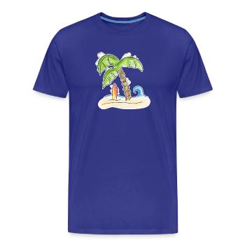 Surfbrett unter Palme - Männer Premium Bio T-Shirt - Königsblau - Vorne - Damien (186cm)