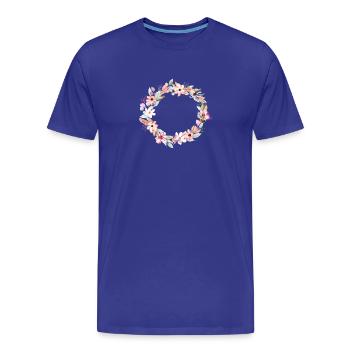 Bunter Blumenkranz im runden Rahmen - Männer Premium Bio T-Shirt - Königsblau - Vorne - Damien (186cm)