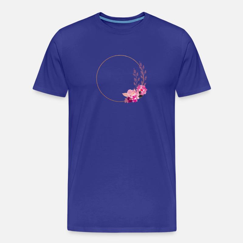 Goldrahmen mit pink-roten Blumen –edel & verspielt - Männer Premium Bio T-Shirt - Königsblau