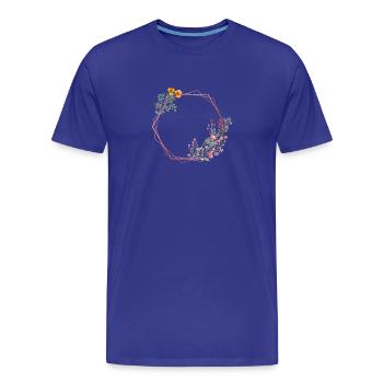 Hexagone à décor de fleurs - T-shirt bio Premium Homme - bleu roi - Devant - Damien (186cm)