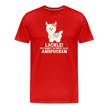 Lama lustiger Spruch Lächeln - Männer Premium Bio T-Shirt - Rot - Vorne - Damien (186cm)