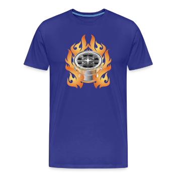Heiße glänzende Autofelge mit Flammen - Männer Premium Bio T-Shirt - Königsblau - Vorne - Damien (186cm)