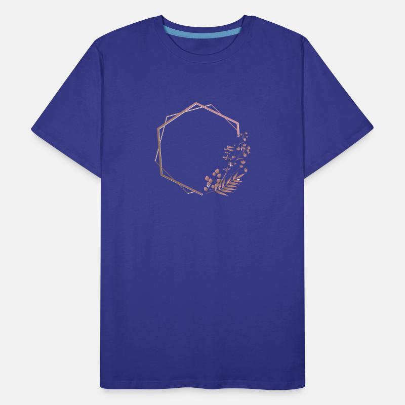Hexagone rose dans un cadre double avec plante et fleur T-shirt bio Premium Homme