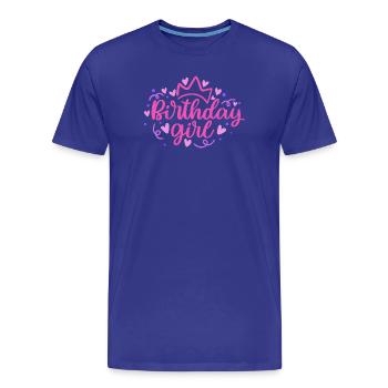 Birthday Girlie mit Krone Herzchen Konfetti - Männer Premium Bio T-Shirt - Königsblau - Vorne - Damien (186cm)