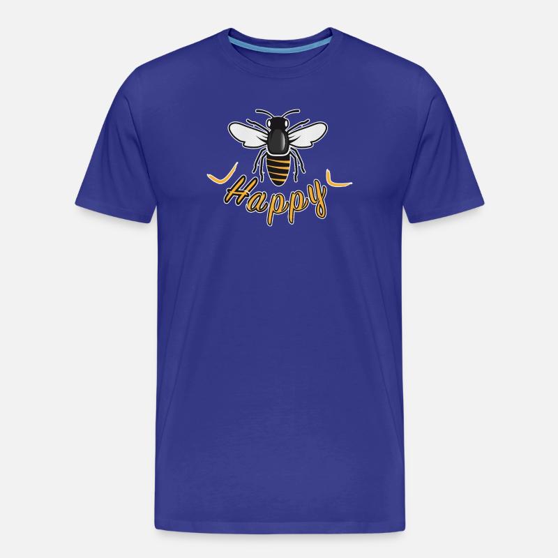 Happy bee with 'Happy' lettering - Men's Premium Organic T-Shirt - royal blue