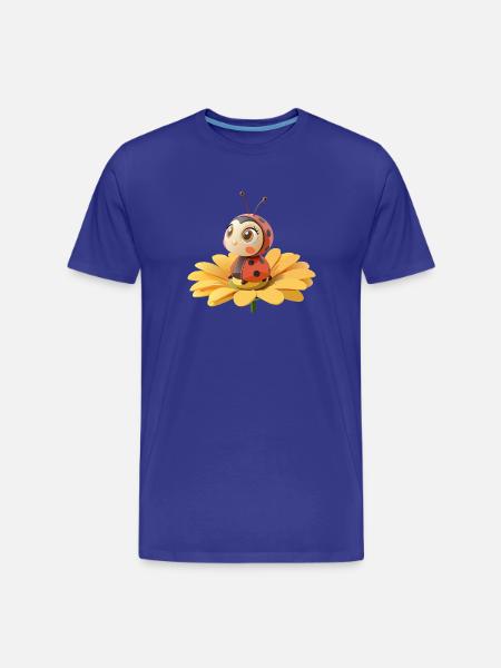 Cute ladybug on a flower - Men's Premium Organic T-Shirt - royal blue