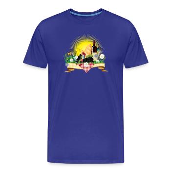 Pique-estival avec vin, pain et fruits - T-shirt bio Premium Homme - bleu roi - Devant - Damien (186cm)