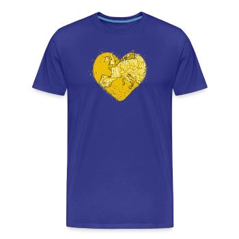 Aimer l’Europe : carte jaune de l’Europe dans un cœur - T-shirt bio Premium Homme - bleu roi - Devant - Damien (186cm)