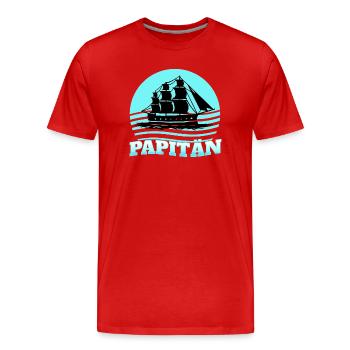 Papa Papitän Capitaine avec motif de navire - T-shirt bio Premium Homme - rouge - Devant - Damien (186cm)