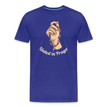 Unis dans la prière - T-shirt bio Premium Homme - bleu roi - Devant - Damien (186cm)