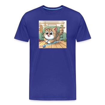 Verspielte Katze im Heim - Männer Premium Bio T-Shirt - Königsblau - Vorne - Damien (186cm)