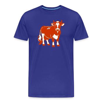 Rotbraunes Milchkuh Design – Land & Bauernhof - Männer Premium Bio T-Shirt - Königsblau - Vorne - Damien (186cm)