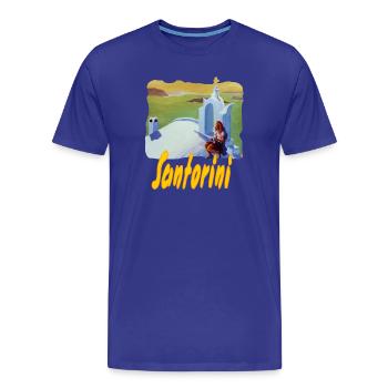 Santorini - Männer Premium Bio T-Shirt - Königsblau - Vorne - Damien (186cm)