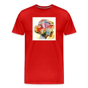 Optische Täuschung - Abstrakte Kunst - Männer Premium Bio T-Shirt - Rot - Vorne - Damien (186cm)
