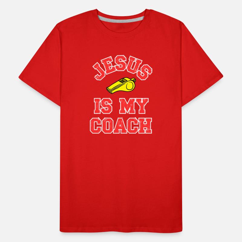 Jésus en tant que coach Conception de motivation T-shirt bio Premium Homme