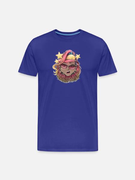 Vibrant Starry Beach Babe Illustration - Men's Premium Organic T-Shirt - royal blue