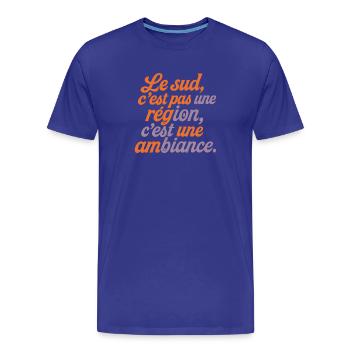 Sud Ambiance: Cœur Méditerranée - T-shirt bio Premium Homme - bleu roi - Devant - Damien (186cm)