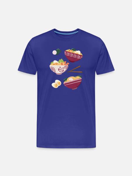 Ramen Japansk Mad Katte Design - Herre Premium T-shirt økologisk - kongeblå