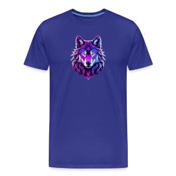 Wolf in neon colors - Men's Premium Organic T-Shirt - royal blue - Front - Damien (186cm)